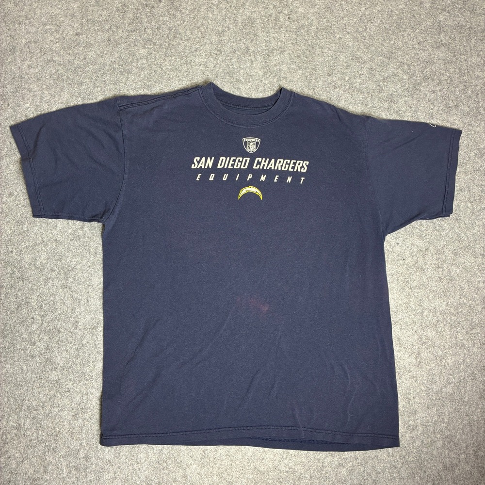 NFL Equipment San Diego Chargers T-Shirt Mens L Navy Blue Short Sleeve Graphic